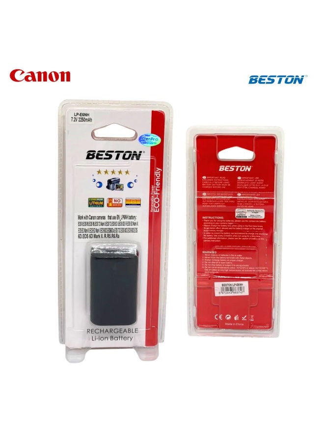 BESTON LP-E6NH Rechargeable Li-ion Battery for Canon EOS R5, R6, R7, 90D, 5D Mark IV - High Capacity 2250mAh