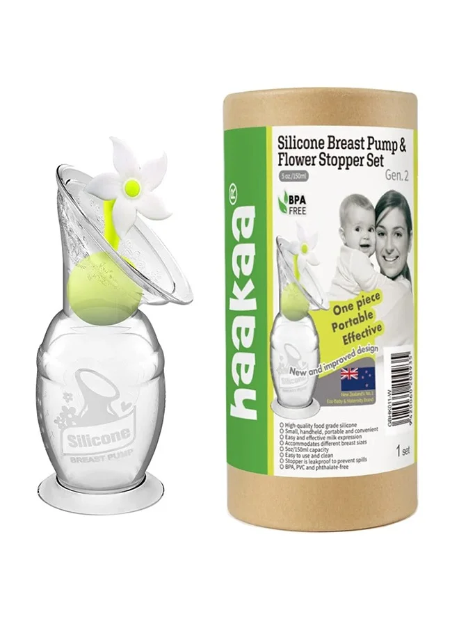 هاكا Silicone Breast Pump And Flower Stopper - White