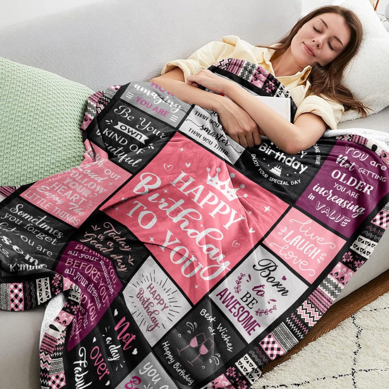 Ivivis Birthday Gifts for Women Girls Throw Blanket 80""X60""  Happy Birthday Decorations for Women  Gifts for Women Birthday Unique  Womens Birthday Gift Ideas for Her Friend Mom Sister Wife Grandma - Image 2