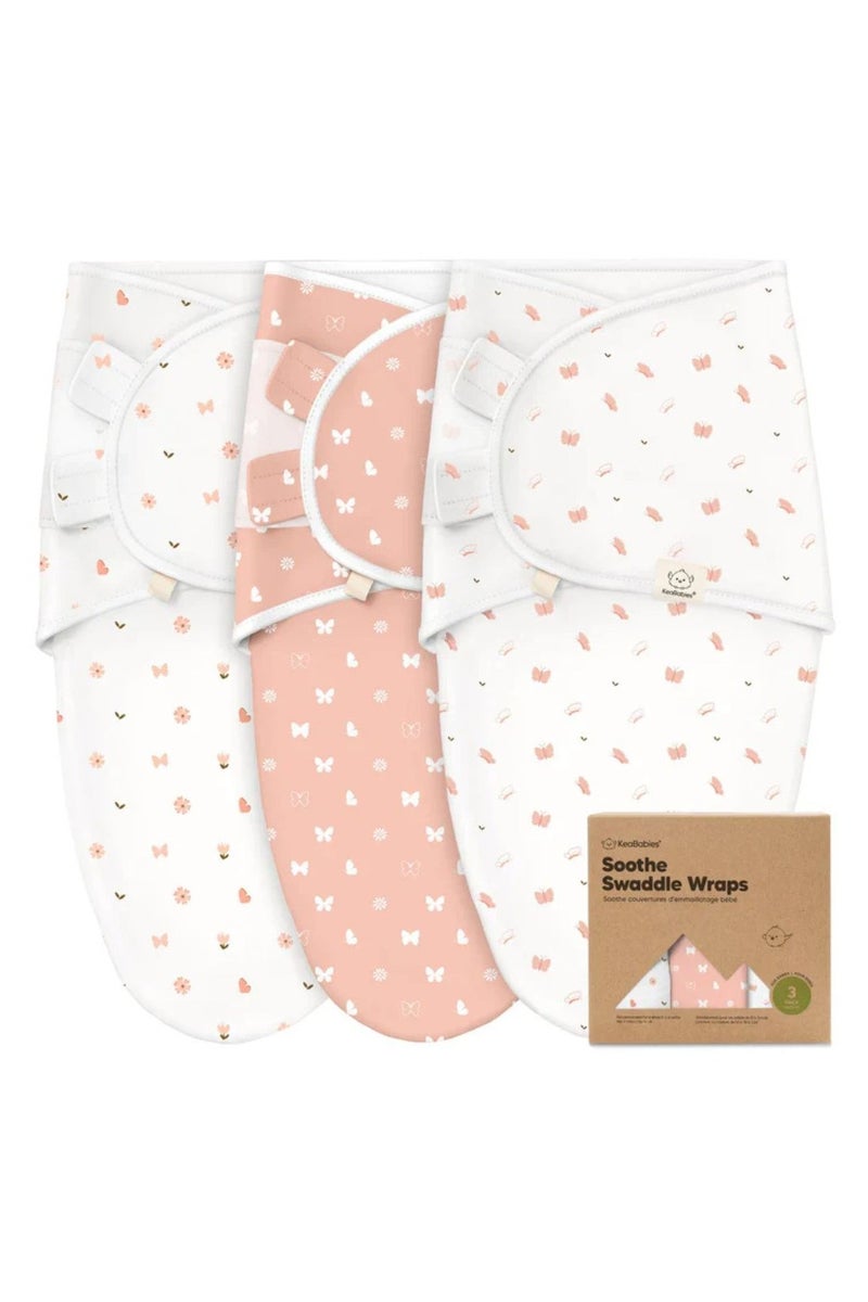KeaBabies حزمة 3 قطع من لفائف سوتhe - 0-3 أشهر (فراشات)