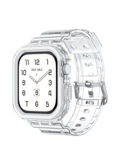 Suitable For Apple WatchS10 Watch Strap AW-10 Generation Ice TPU One-piece Armor Case-Color:Transparent + White Frame-Dimensions:(S10)42MM