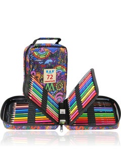 H&B 72-Piece Premium Colored Pencils for Adult Coloring Book,Zipper Slot Pencil Case,with Sharpener,Soft Core,for Artists Beginners Kids Oil Pencil Set Multicolour  - Image 1
