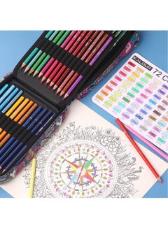 H&B 72-Piece Premium Colored Pencils for Adult Coloring Book,Zipper Slot Pencil Case,with Sharpener,Soft Core,for Artists Beginners Kids Oil Pencil Set Multicolour  - Image 2