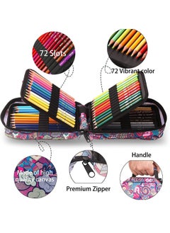H&B 72-Piece Premium Colored Pencils for Adult Coloring Book,Zipper Slot Pencil Case,with Sharpener,Soft Core,for Artists Beginners Kids Oil Pencil Set Multicolour  - Image 5