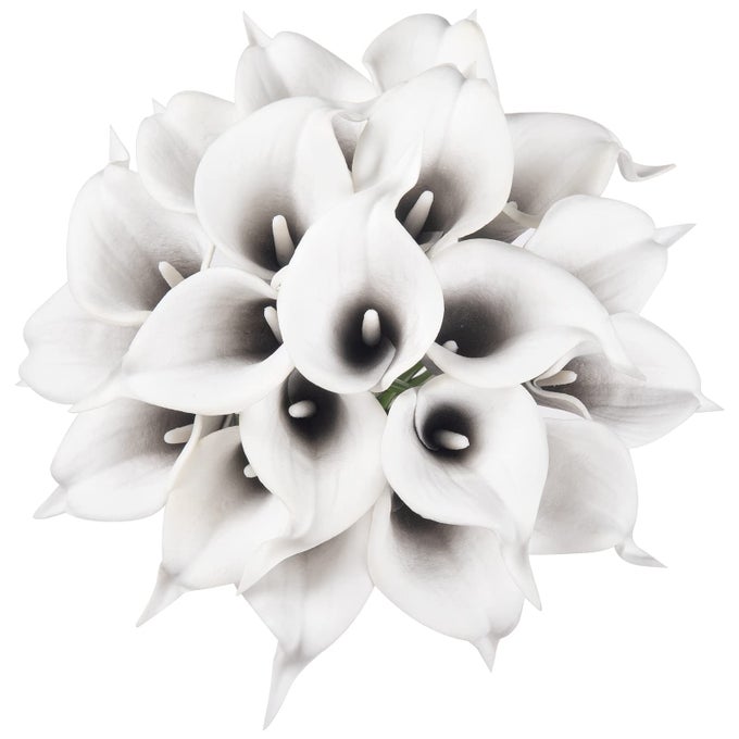 20PCS ARTIFICIAL CALLA LILY FLOWER REAL TOUCH LATEX FLOWERS FOR DIY WEDDING BOUQUET PARTY HOME DECOR BLACK WHITE