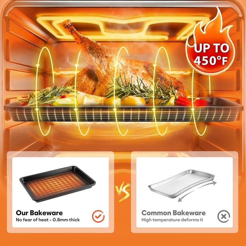 Fire More 3 Pack Baking Sheet Pan Set, 0.8mm Thick Nonstick Cookie Sheets for Oven, Half/Quarter/Jelly Roll Pans for Oven, Heavy Duty Baking Trays for Oven with Diamond Texture - Image 5