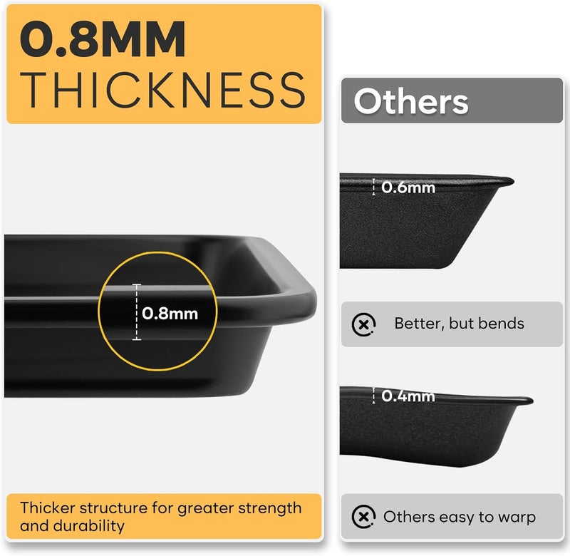 Fire More 3 Pack Baking Sheet Pan Set, 0.8mm Thick Nonstick Cookie Sheets for Oven, Half/Quarter/Jelly Roll Pans for Oven, Heavy Duty Baking Trays for Oven with Diamond Texture - Image 2