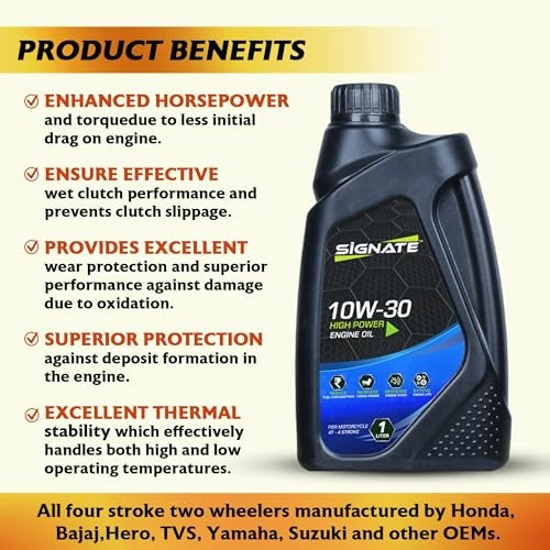 Signate 10W30 4T Scooter Engine Oil 1L | Maximum Gear Protection & Power Formula For High Performance (Pack of 2) - Image 5