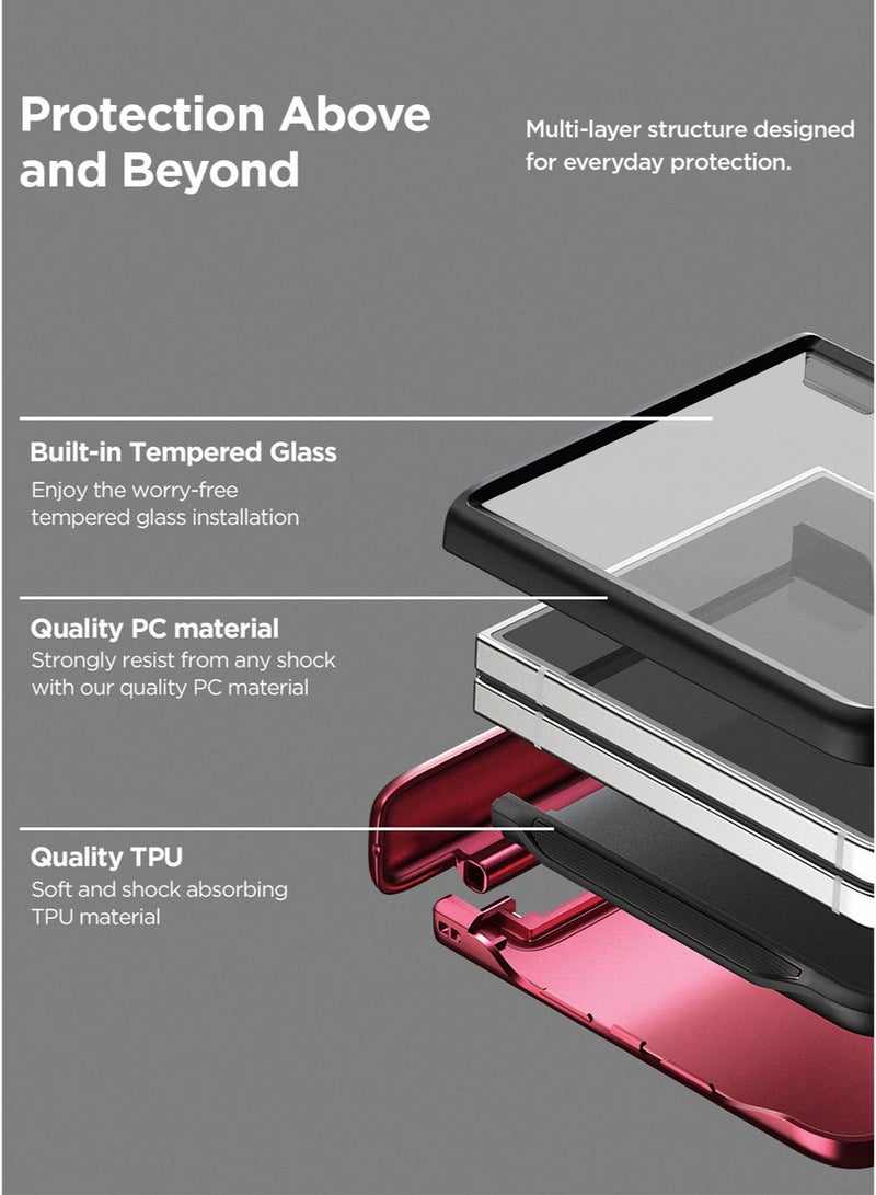 VRS Design Terra Guard Modern Samsung Galaxy Z Flip 7 Case Cover (2025) with [Built-in Screen Protector] and Hinge Protection - Cream - Image 4