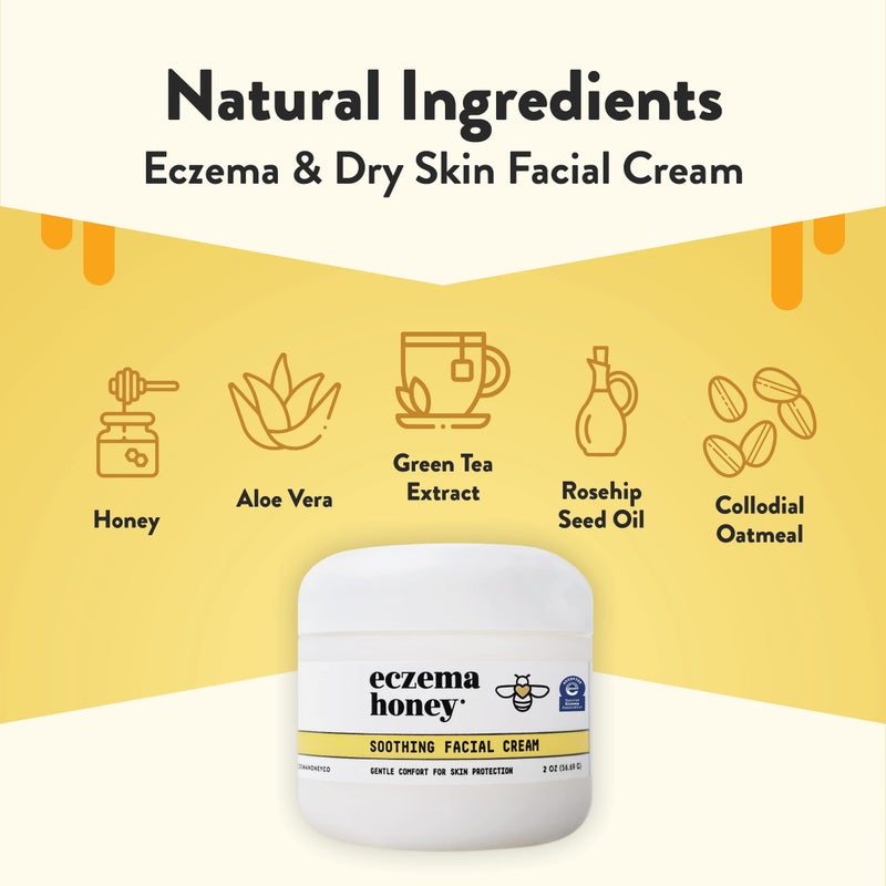 ECZEMA HONEY Soothing Facial Cream - Eczema Lotion for Face, Eyelids, Lips, and More - Natural Dry Skin Repair (2 Oz) - Image 2