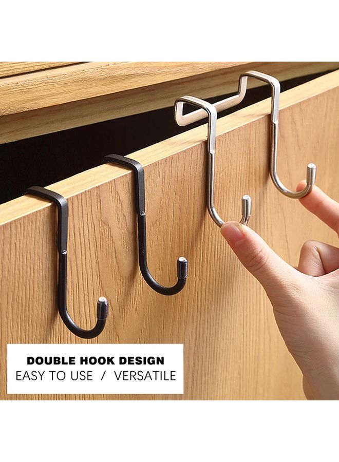 Black Stainless Steel S Hook Double Hanger for Kitchen Bathroom Cabinet Door Towel Storage - Image 2