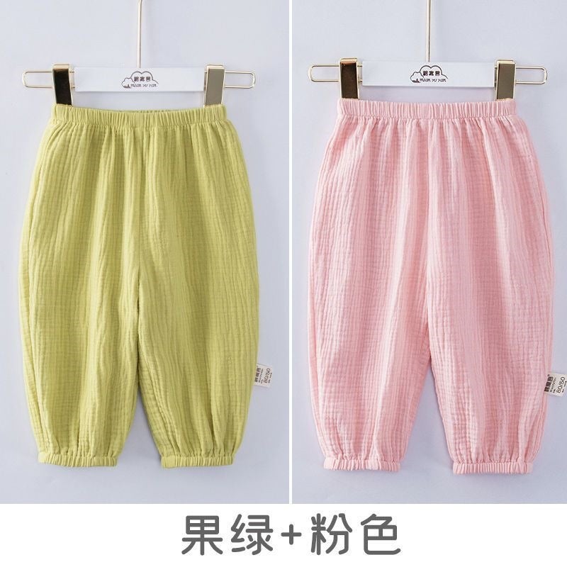 Baby Pure Cotton Gauze Anti-Mosquito Pants Summer Thin Pants Baby Jogger Pants Unisex Children''s Loose Lantern Pants - Image 1