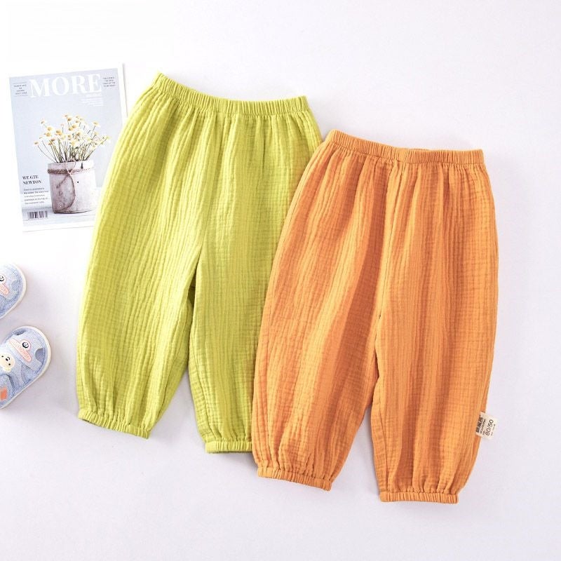 Baby Pure Cotton Gauze Anti-Mosquito Pants Summer Thin Pants Baby Jogger Pants Unisex Children''s Loose Lantern Pants - Image 5