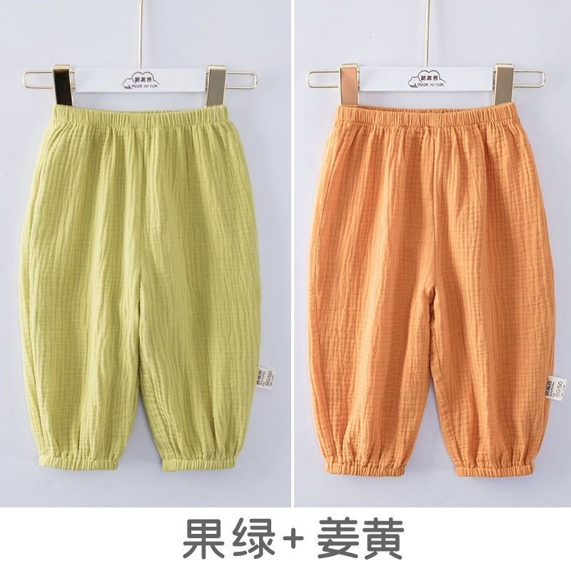 Baby Pure Cotton Gauze Anti-Mosquito Pants Summer Thin Pants Baby Jogger Pants Unisex Children''s Loose Lantern Pants - Image 3