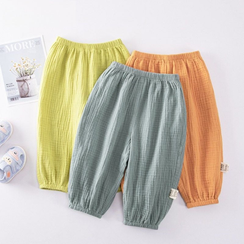Baby Pure Cotton Gauze Anti-Mosquito Pants Summer Thin Pants Baby Jogger Pants Unisex Children''s Loose Lantern Pants - Image 2