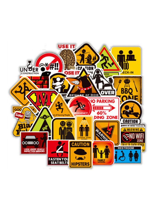 Loquat 100-Piece Warning Signs Graffiti Stickers - Image 1