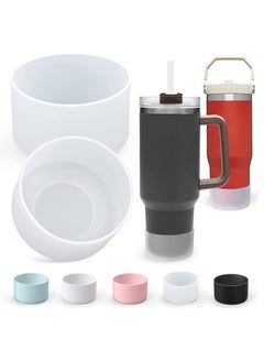 2Pcs Silicone Boot for Stanley 40 oz Quencher Tumbler with Handle & Stanley IceFlow 20oz 30oz Protective Water Bottle Bottom Sleeve Cover Stanley Cup Accessories