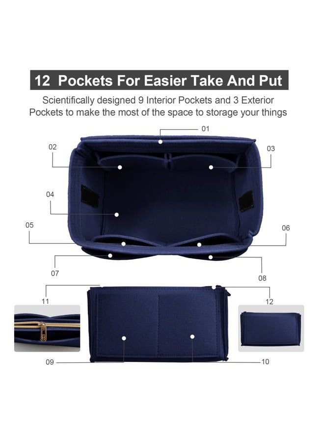 OMYSTYLE Purse Organizer Insert for Handbags, Felt Bag Organizer for Tote & Purse, Tote Bag Organizer Insert with 5 Sizes, Compatible with Neverful Speedy and More, Navy Blue, L - Image 3
