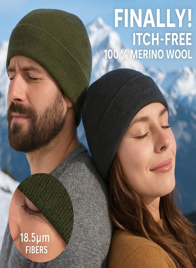 موفوس قبعة شتوية كبيرة الحجم جدًا مصنوعة من صوف ميرينو 100% للرجال والنساء، قبعة شتوية دافئة كبيرة الحجم للرؤوس الكبيرة، قبعة محبوكة مطاطية - Image 4