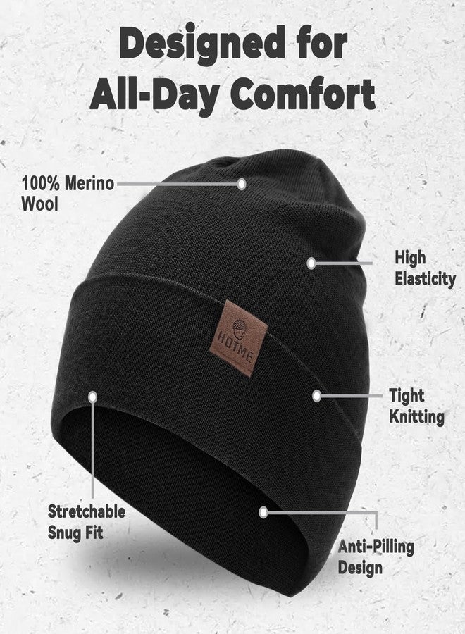 موفوس قبعة شتوية كبيرة الحجم جدًا مصنوعة من صوف ميرينو 100% للرجال والنساء، قبعة شتوية دافئة كبيرة الحجم للرؤوس الكبيرة، قبعة محبوكة مطاطية - Image 2