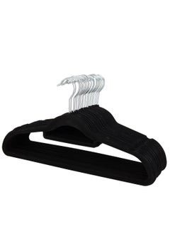 jehan Non-Slip Velvet Hangers 100 Pack, Space Saving Clothes Hanger Set with 360 Degree Swivel Hook, Heavy Duty Hangers for Coats Jackets Pants Dresses, Black  - Image 1