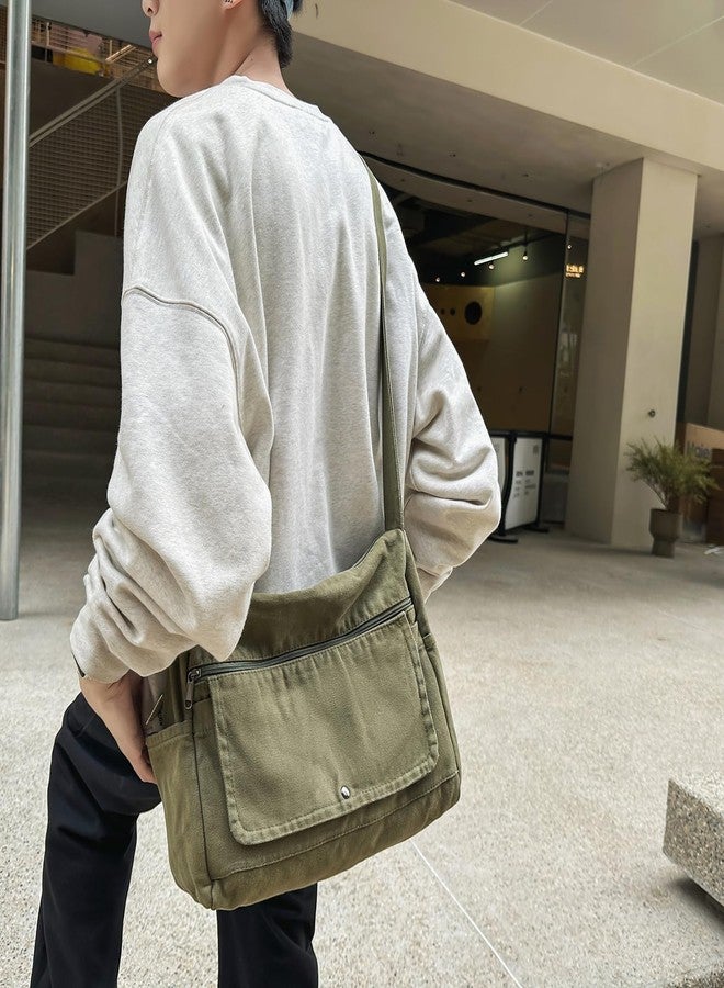 PRAGARI Canvas Messenger Bag for Women Hobo Crossbody Shoulder Bag Vintage Satchel Tote Handbag with Multiple Pockets - Image 3