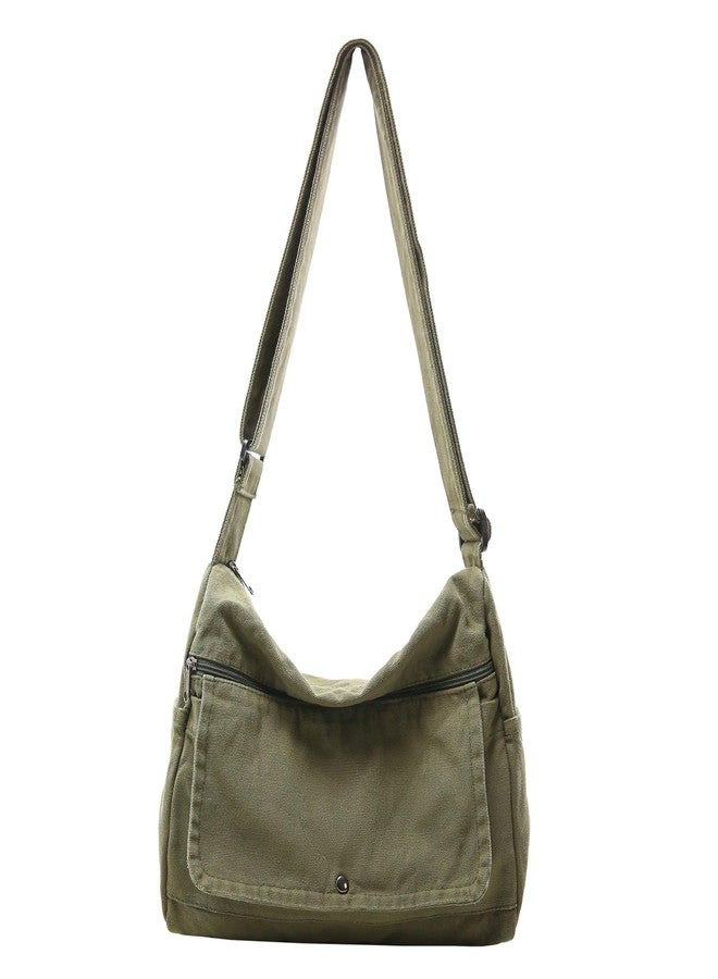 PRAGARI Canvas Messenger Bag for Women Hobo Crossbody Shoulder Bag Vintage Satchel Tote Handbag with Multiple Pockets - Image 1