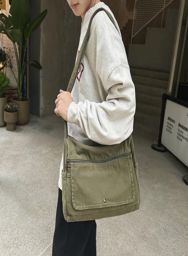 PRAGARI Canvas Messenger Bag for Women Hobo Crossbody Shoulder Bag Vintage Satchel Tote Handbag with Multiple Pockets - Image 2