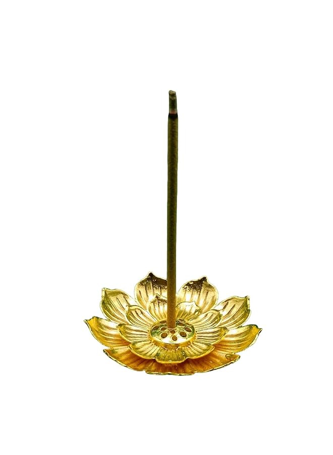 erorex 4Pcs Brass Lotus Flower Incense Sticks Holder Burner For Stick Incense With Ash Catcher For Home Fragrance Decoration Aromatherapy Ornament One Size In 2 Colors 2Pcs Each Golden And Bronze  - Image 3