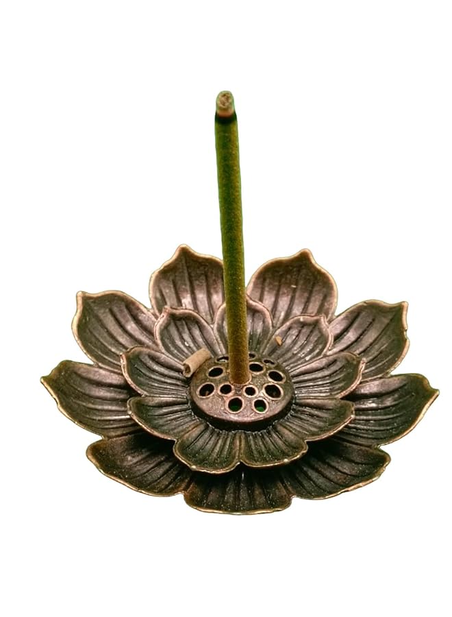 erorex 4Pcs Brass Lotus Flower Incense Sticks Holder Burner For Stick Incense With Ash Catcher For Home Fragrance Decoration Aromatherapy Ornament One Size In 2 Colors 2Pcs Each Golden And Bronze  - Image 4