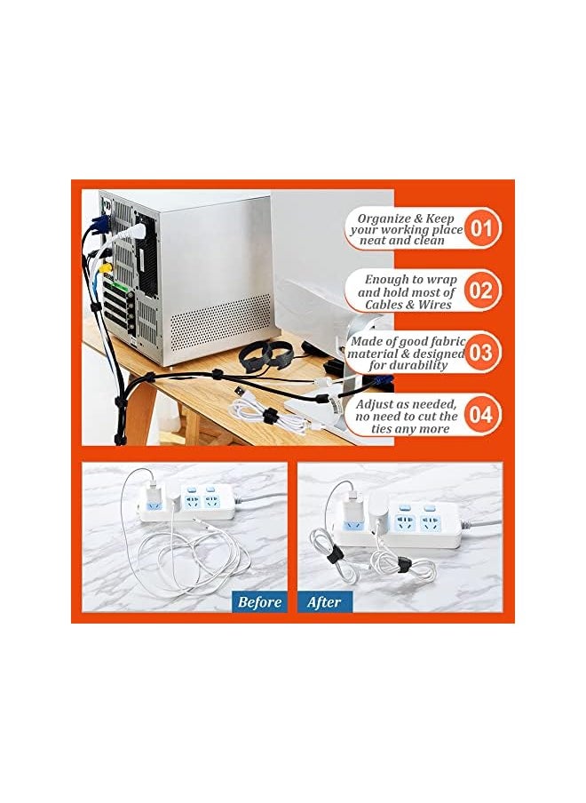 PYLCO SMART Reusable Cable Ties120pcs Fastening Strap Adhesive 5-inch Adjustable Hooks and Loops Wire Organizer Fasteners Tie for Tidy Cables for TV, Computer Extension Cords Wire Management Wrap Ties  - Image 4