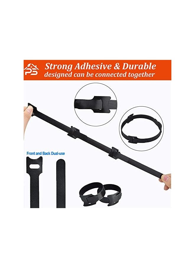PYLCO SMART Reusable Cable Ties120pcs Fastening Strap Adhesive 5-inch Adjustable Hooks and Loops Wire Organizer Fasteners Tie for Tidy Cables for TV, Computer Extension Cords Wire Management Wrap Ties  - Image 3