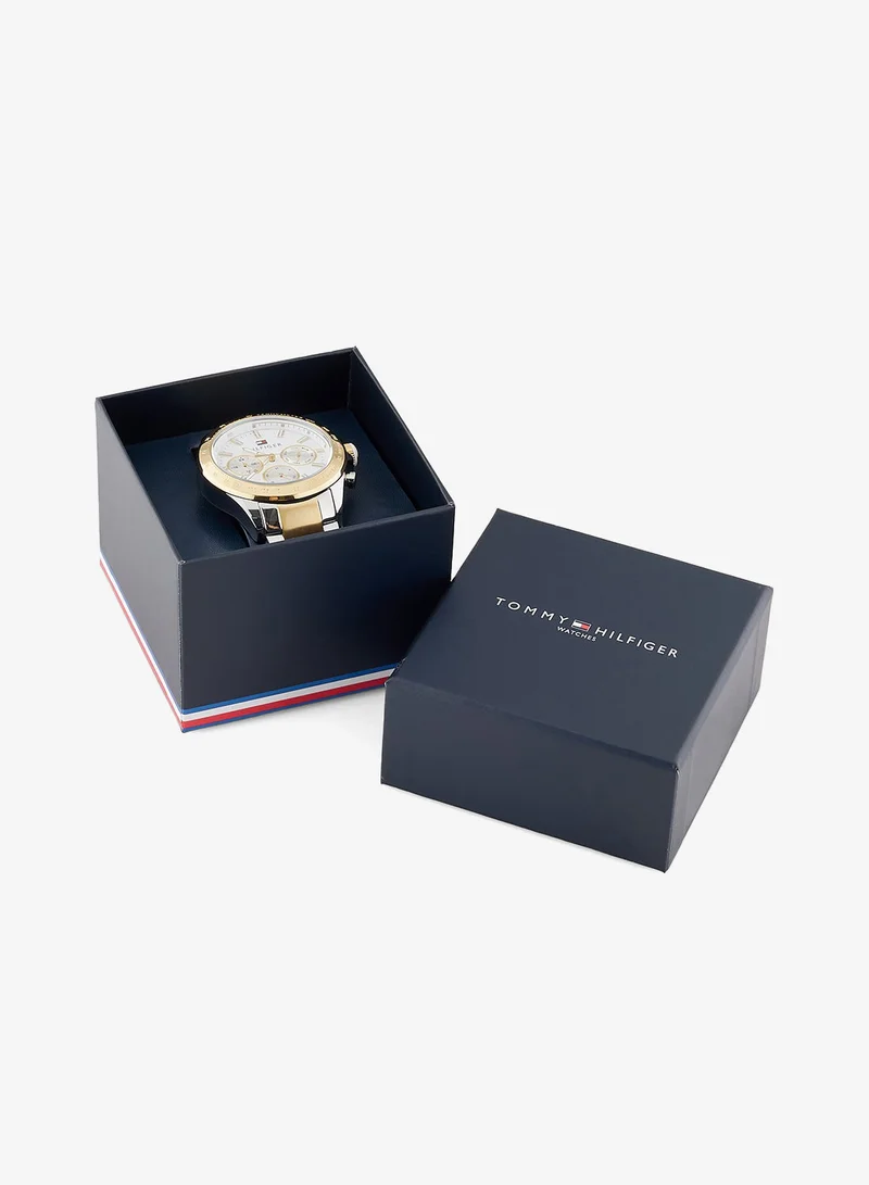 Tommy Hilfiger  Tommy Hilfiger Men's 45.5mm Multifunction Quartz Watch - White Dial, Two-Tone Stainless Steel Bracelet with Gold IP, 3 Sub-Dials, 5ATM Water Resistant - 1791226 for Men | Best Price UAE