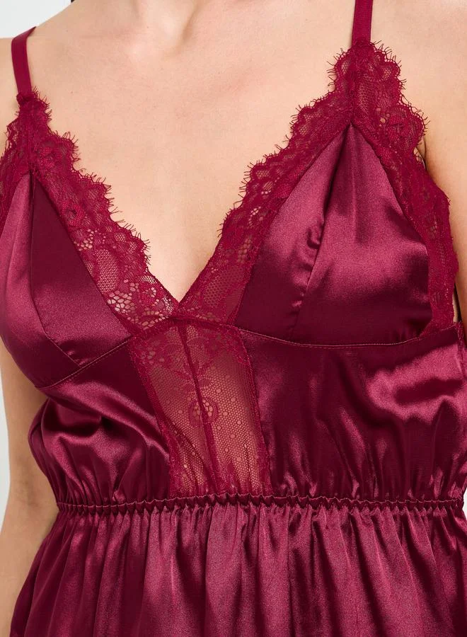 Take Two Burgundy Lace Trim Slip