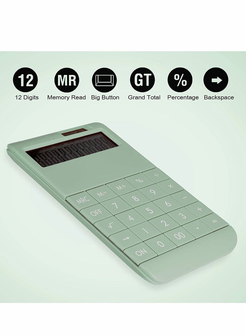 Y&D Basic Standard Calculator 12 Digit Desktop with Large LCD Display for Office, School, Home & Business Use, Modern Design - Green - Image 3