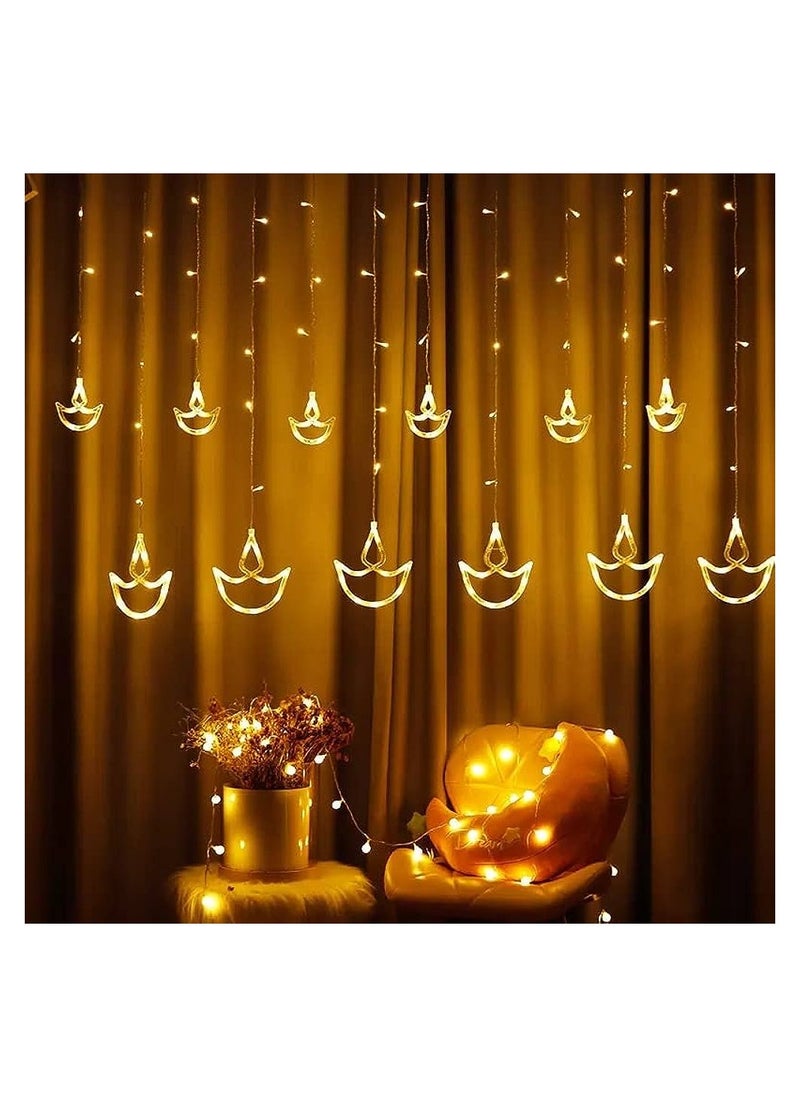 QUESERA - Quesera Diwali Diya String Lights, Home Decorative Curtain Lights, Eid LED Fairy Lights String Decorations for Ramadan,  Wedding, Party, Home, Patio Lawn, Diwali lights Decorations Lights - Image 1