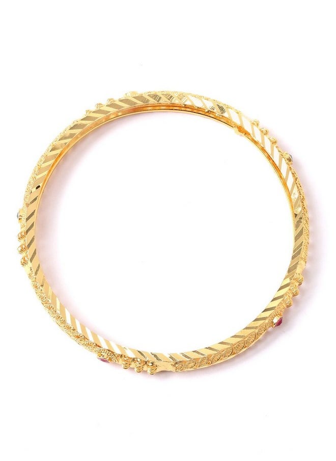 YouBella YouBella Fashion Jewellery Traditional Gold Plated Bracelet Bangles Set of 4 for Girls and Women (2.4)  - Image 2