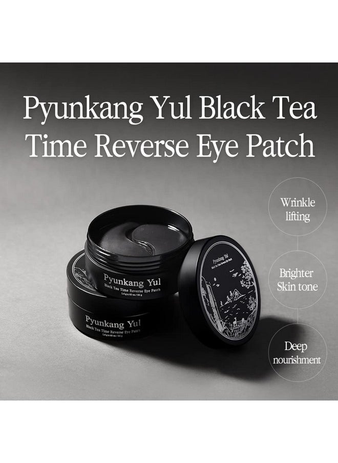 PYUNKANG YUL - Black Tea Time Reverse Eye Patch Reduces Puffy Eyes Fine Lines Under Eye Bags Face Moisturizer Revitalizer; Korean Eye Skin Care Gel Pads With Lowmolecular Collagen Peptide 1.4G X 60Ea - Image 1