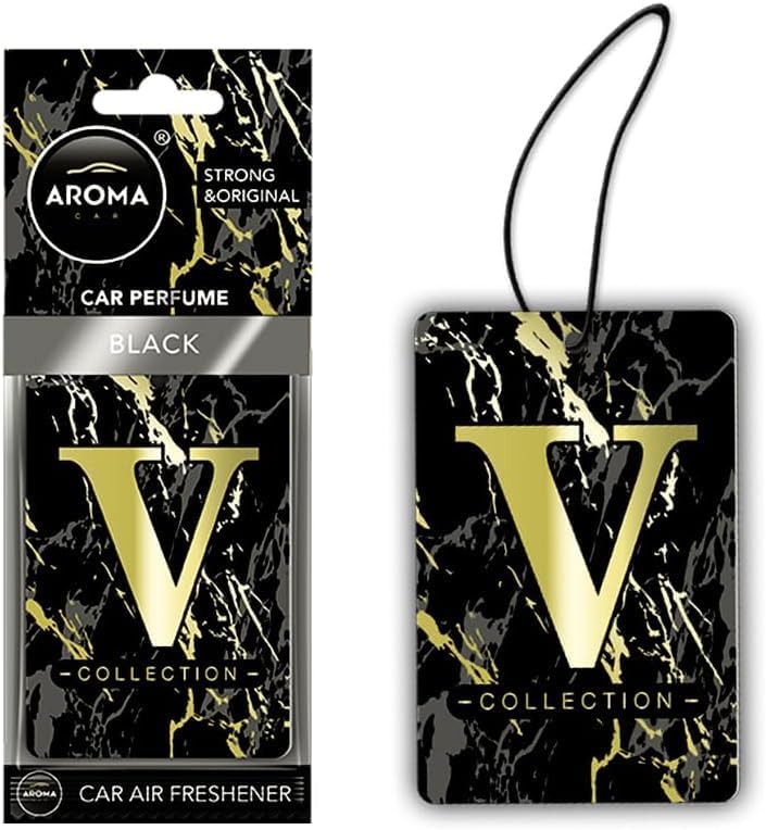 أروما معطر جو فاخر للسيارة من أروما - بطاقة معلقة من مجموعة V Prestige، رائحة قوية تدوم طويلاً، مزيل للروائح الكريهة للسيارة والمنزل والمكتب - Image 1