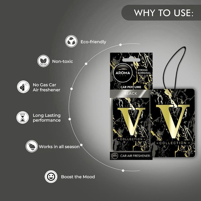 أروما معطر جو فاخر للسيارة من أروما - بطاقة معلقة من مجموعة V Prestige، رائحة قوية تدوم طويلاً، مزيل للروائح الكريهة للسيارة والمنزل والمكتب - Image 3