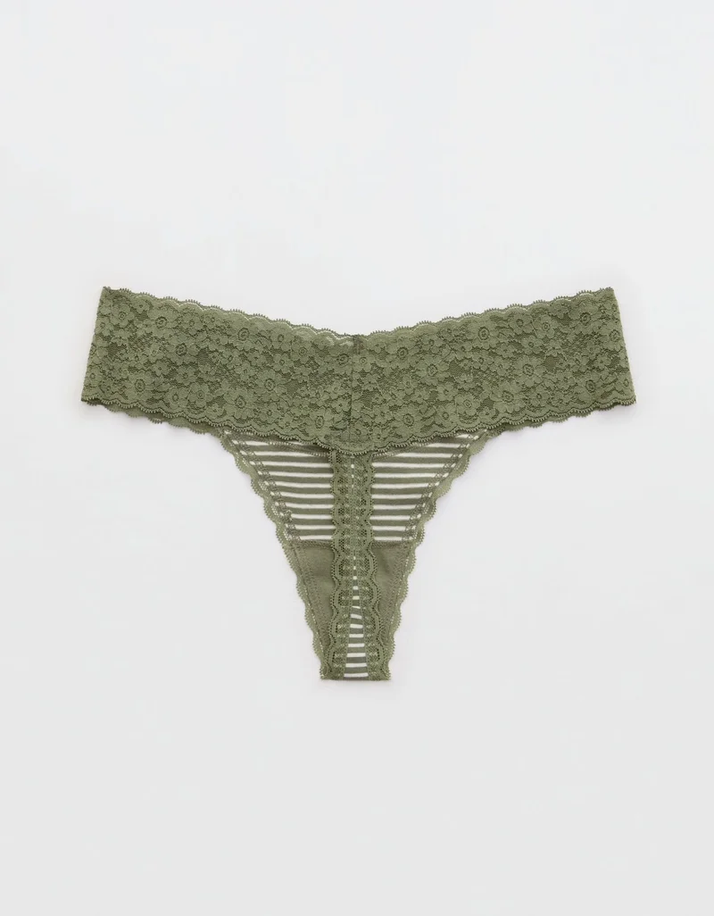 Aerie  Aerie Superchill Vintage Lace Cotton Thong Underwear for Women | Best Price UAE