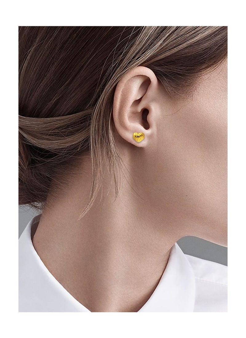 FK Jewellers - Gold Heart Shaped Stud Earrings 18KT - FKJERN18KU3020 - Image 1
