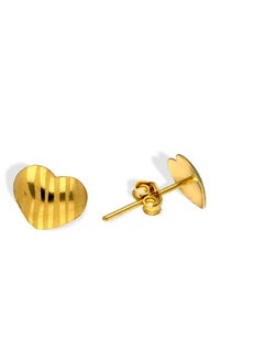 Gold Heart Shaped Stud Earrings 18KT - FKJERN18KU3020
