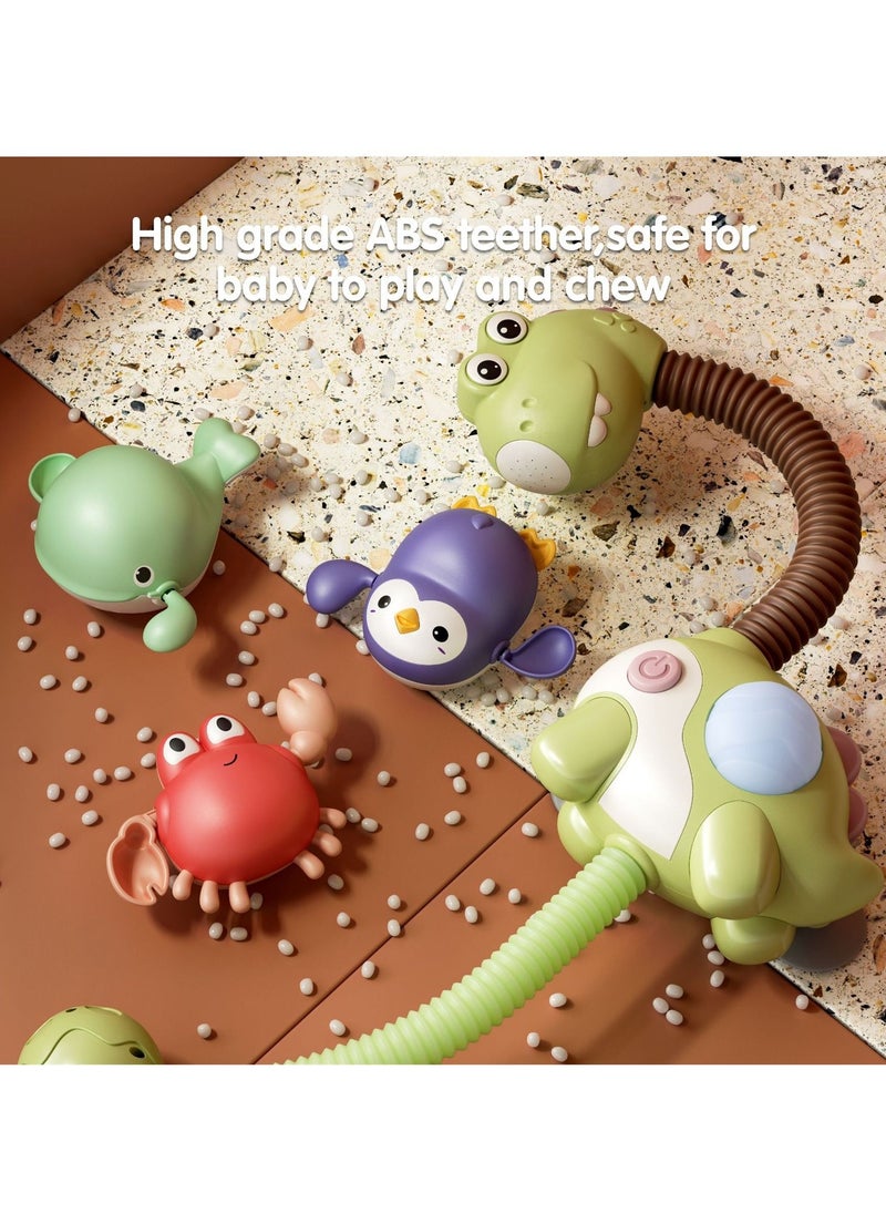 SYOSI - Baby Bath Toy with Shower Head and 3 Wind Up Toys, Dinosaur Water Spray Squirt Shower Faucet and Bathtub Water Pump, Summer Essentials for Toddlers, Infants, and Kids - Image 1