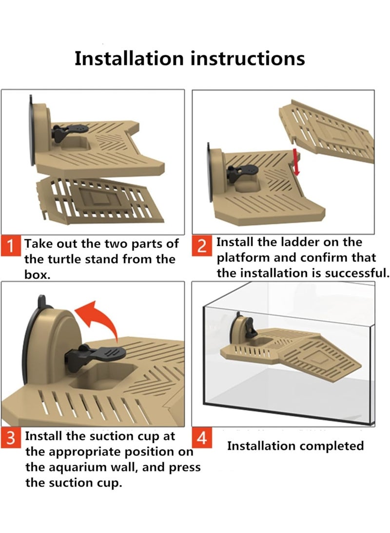 SYOSI Turtle Basking Platform, Floating Resting Ramp with Removable Climbing Ladder for Aquarium Reptiles and Amphibians Habitat Decor, Medium Size Brown - Image 5