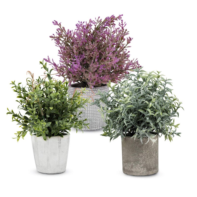 PENGYEE 3Pcs Small Fake Plants for Home Decor - Small Fake Plant Office Decor - Mini Artificial Plants Indoor Greenery for Kitchen Bathroom Nightstand Room Decor