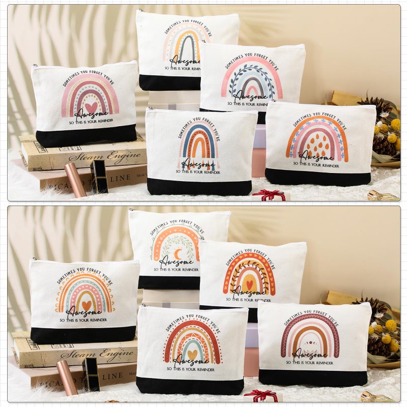 Sieral 30 Pcs Valentines Rainbow Canvas Makeup Bags Bulk Employee Appreciation Gifts Inspirational Cosmetic Bags Thank You Gifts for Emergency Nurse Teacher Coworker Office Must Haves(Cute) - Image 4