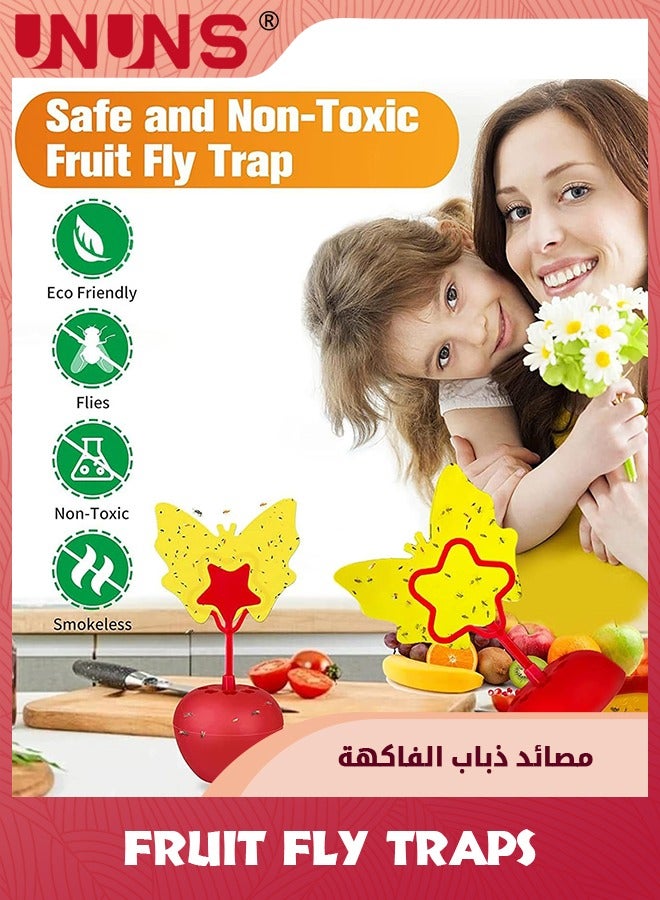 UNUNS طقم 2 فخاخ ذباب الفاكهة الداخلية، للداخل والمطبخ صغيرة ومرنة وسهلة الحمل، فخ ذباب الفاكهة على شكل قرع صغير للمنزل ضد الآفات ذباب الفاكهة، الحشرات الطائرة الصغيرة، أحمر - Image 3