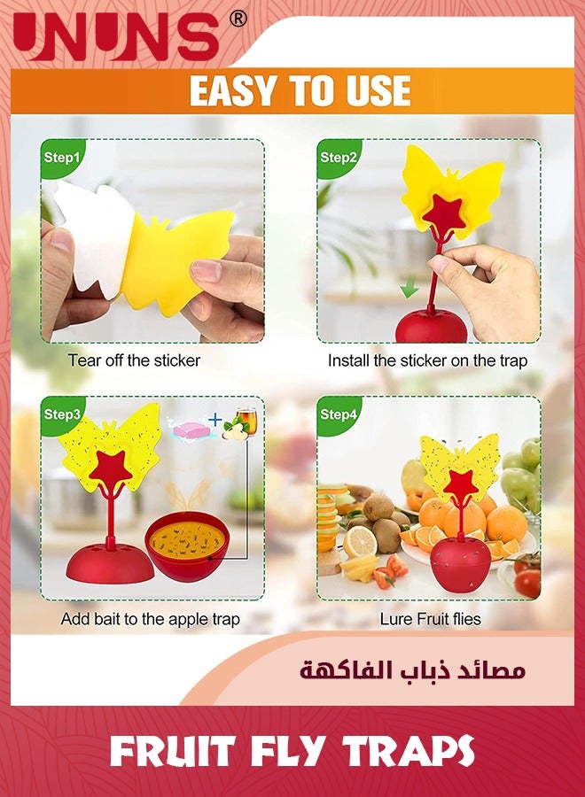 UNUNS طقم 2 فخاخ ذباب الفاكهة الداخلية، للداخل والمطبخ صغيرة ومرنة وسهلة الحمل، فخ ذباب الفاكهة على شكل قرع صغير للمنزل ضد الآفات ذباب الفاكهة، الحشرات الطائرة الصغيرة، أحمر - Image 4