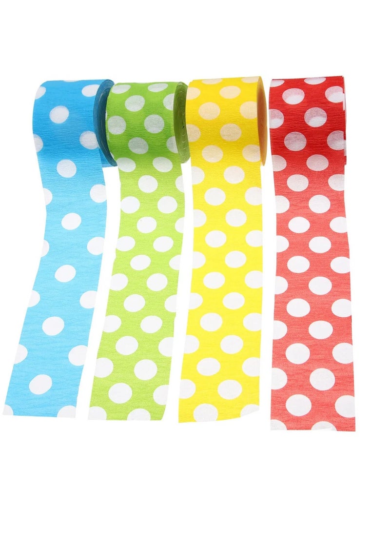 Terabyte Crepe Paper Unique Polka Dot (Pack of 2) 2inch x 90feet Red and Green - Image 1